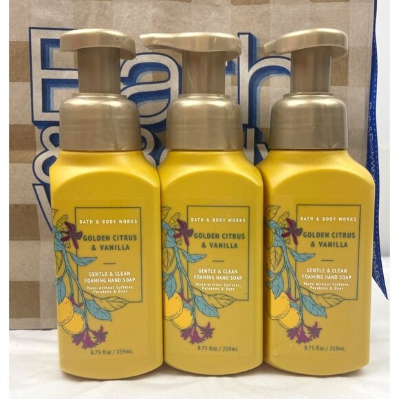 Bath & Body Works GOLDEN CITRUS & VANILA Foaming Hand Soap 3-Pack - Picture 1 of 10